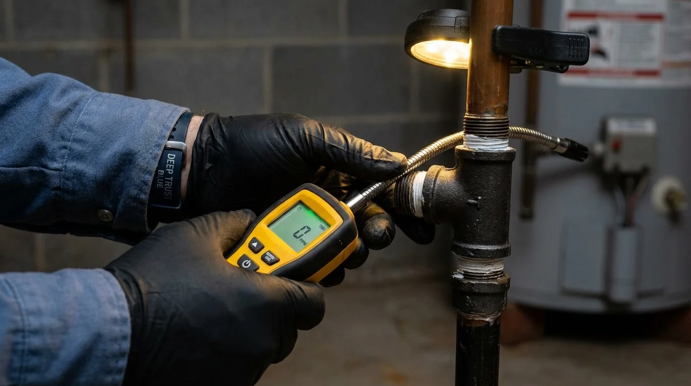 Gas leak detection with electronic sniffer by Johns Plumbing LLC in Arma